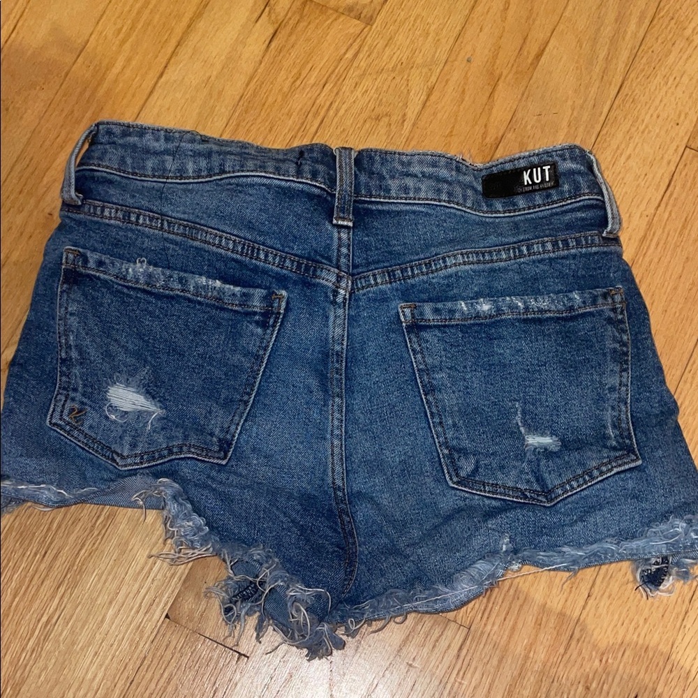 Kut from the Kloth Blue Distressed Jean Shorts - Picture 5 of 10